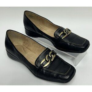 Vintage Slip On Loafer Classic Black Gold Chain Y2K Old Money Academia Square 8